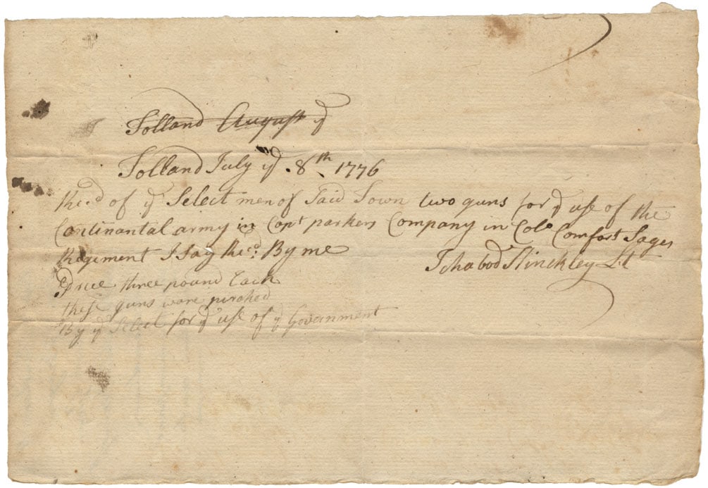 Continental Army Impresses Guns Just Days After Declaration of Independence (1 of 1)