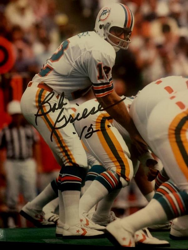 Griese,Bob Signed Photo: Robert Allen Griese (1945) is a former American football quarterback who earned All-American honors with the Purdue Boilermakers before being drafted in 1967 by the American Football League's Miami Do