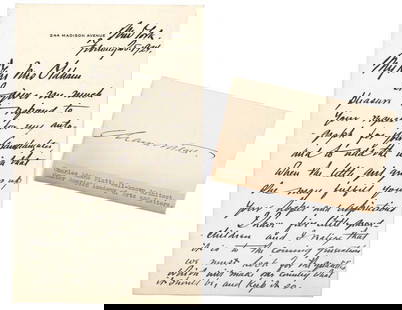 A PAIR OF ARCHITECTS’ SIGNATURES: Cass Gilbert (1859 –1934), Charles Adams Platte (1861 – 1933). Pair of signed cards.