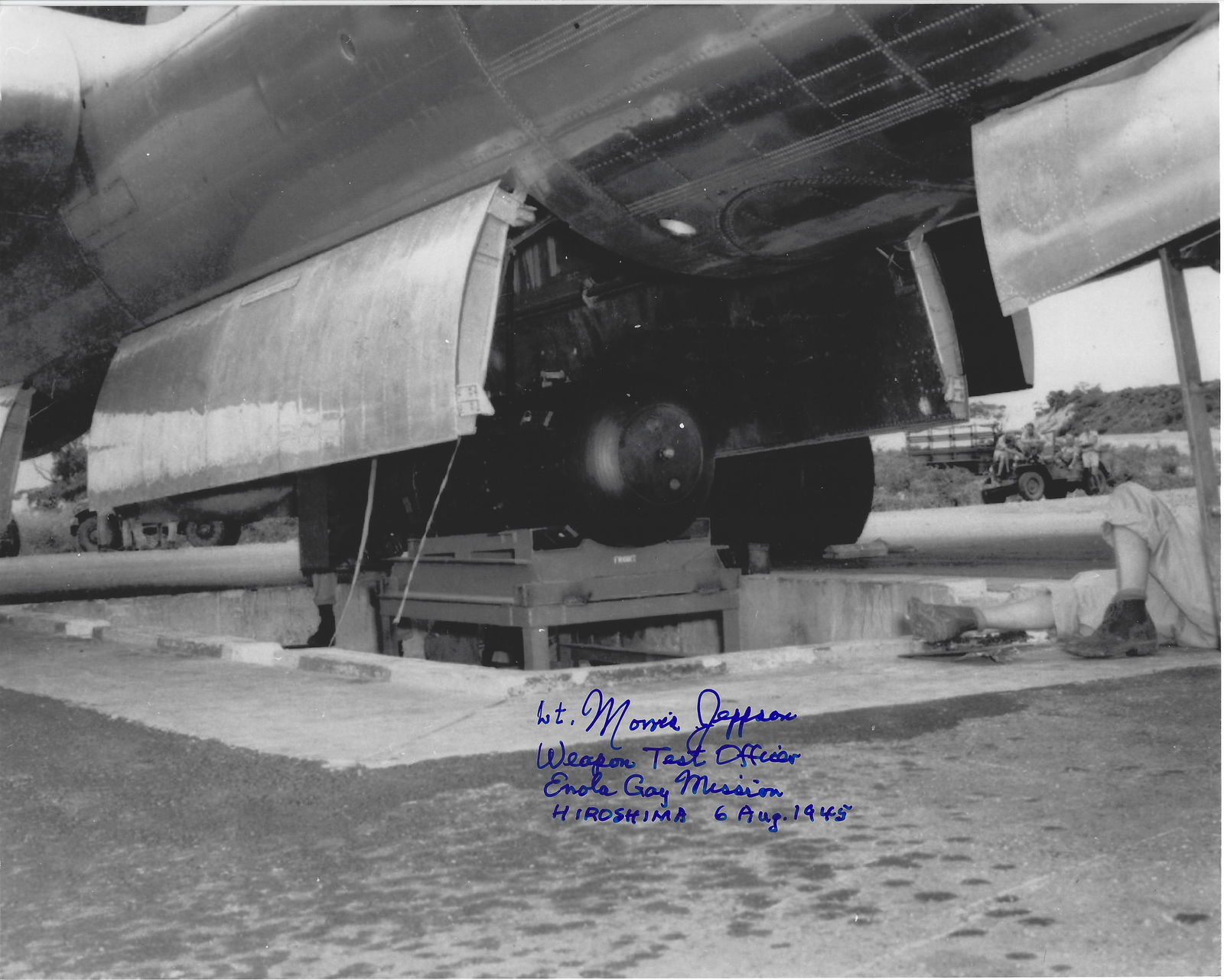 "Little Boy" Hiroshoma Bomb Being Loaded onto Plane Signed Photo (1 of 1)