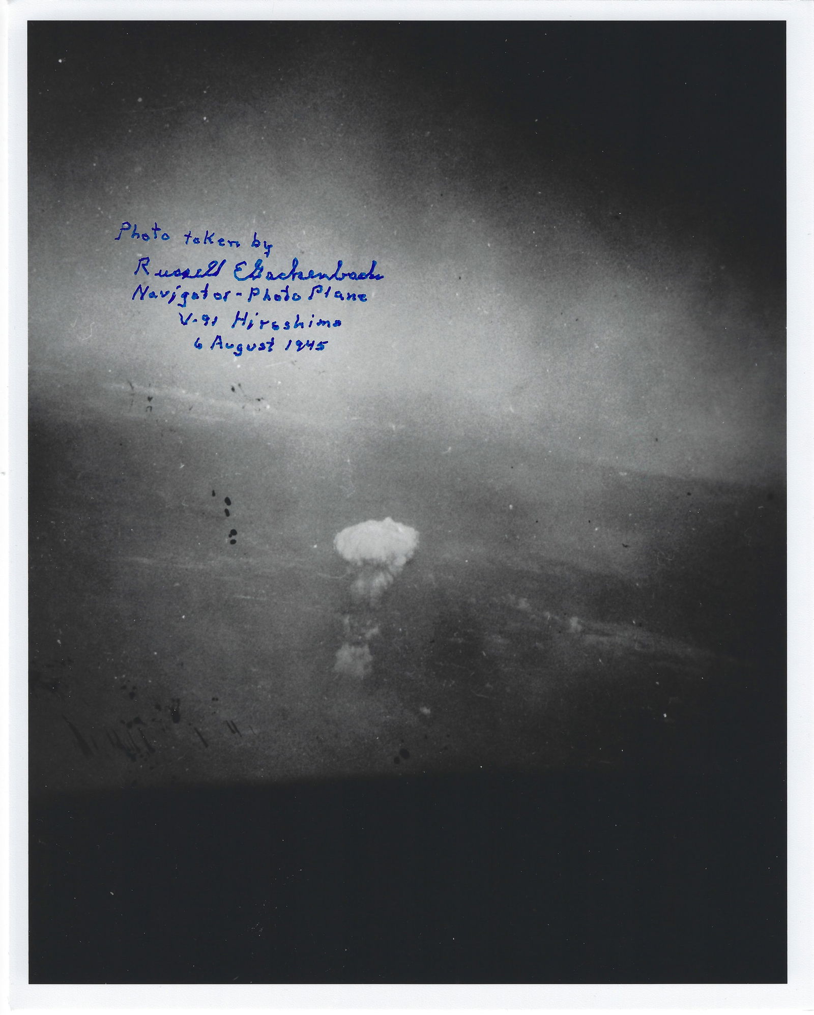 Atomic Bomb Mushroom Cloud Photo Signed by (1) Navigator Plane (1 of 1)