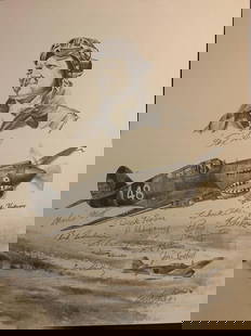 Aviation Art: Hill, Tex Signed Etching w/(12) Others: Aviation Art :David Lee "Tex" Hill (1915–2007) was an American fighter pilot and triple flying ace. He is credited with 12+1??4 victories as a squadron leader with the Flying Tigers and another six