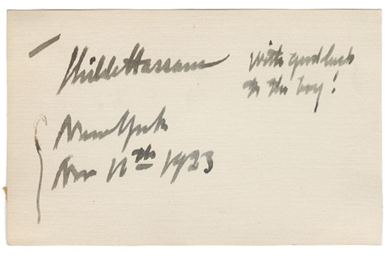 Hassam,Childe Signed Card (1 of 1)