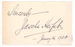 Heifetz, Jascha Signed Card