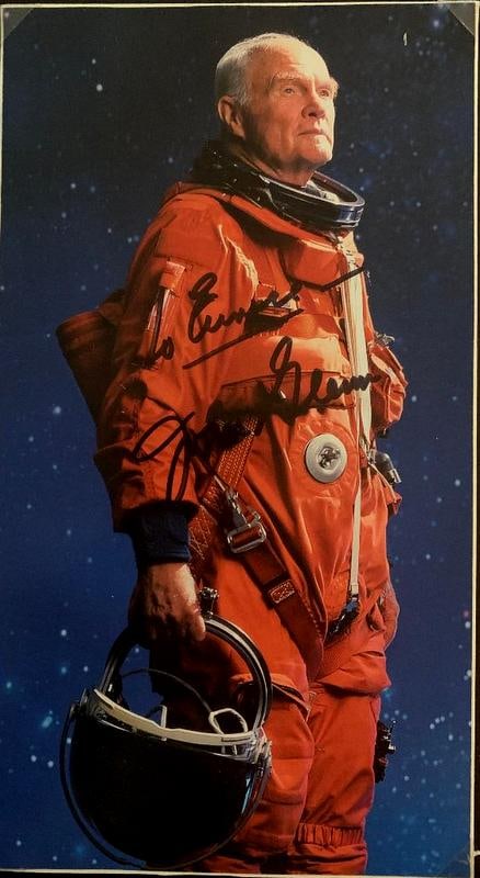 Glenn, John Signed Magazine page affixed to a Card (1 of 1)