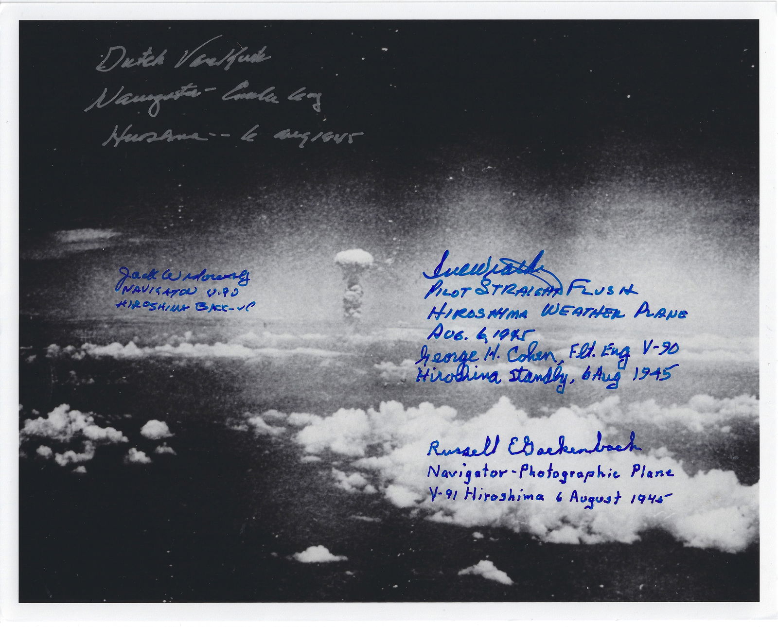 Hiroshima Mushroom Cloud Photo Signed by (5) Members of Mission (1 of 1)