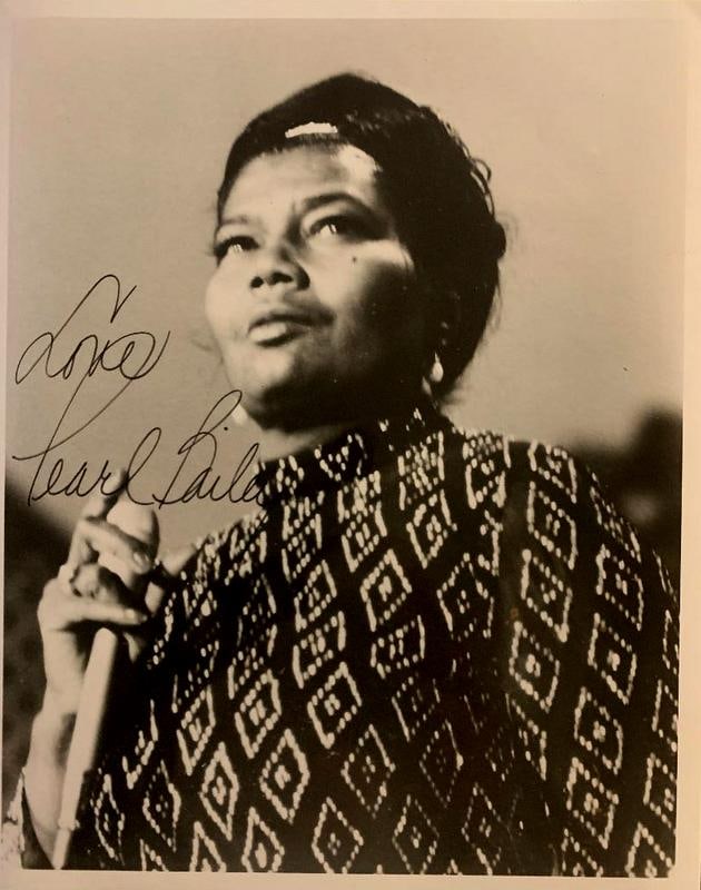 Bailey, Pearl Signed Photo: Pearl Mae Bailey (1918 – 1990) was an American actress, singer and author. Signed black and white 8” x 10” photo.