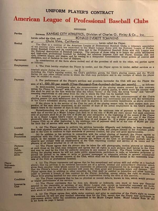 1963 Major League Baseball Player Contract (1 of 2)