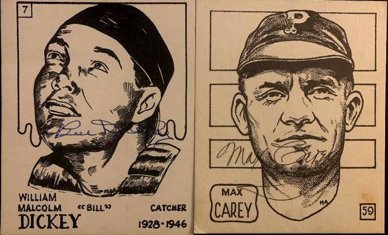 Carey, Max and Dickey, Bill Signed Cards (1 of 1)