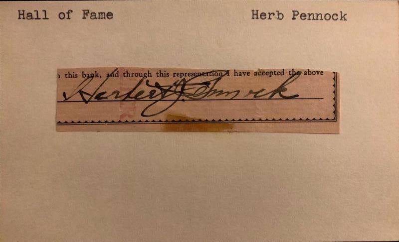 Pennock, Herb Cut Bank Check Signature (1 of 1)