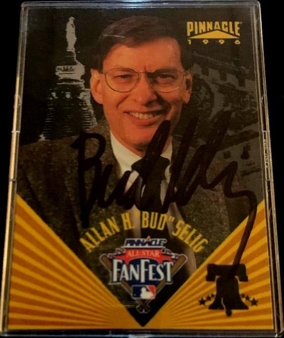 Selig, Bud Signed and Encapsulated Card: Allan Huber "Bud" Selig (1934) is an American baseball executive who currently serves as the Commissioner Emeritus of Baseball. Previously, he served as the ninth Commissioner of Baseball from 1998 to