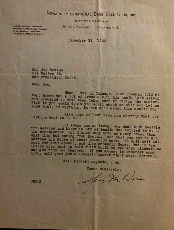 Weiss, George TLS Famed Yankee Executive (1 of 1)