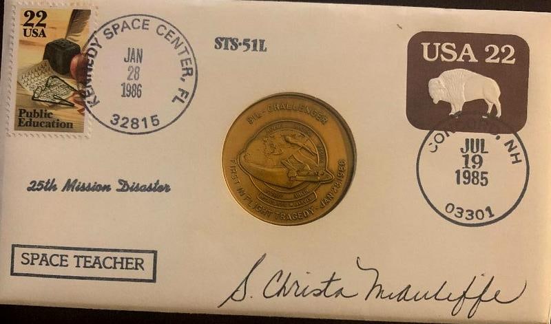 McAuliffe, Christa Challenger Teacher Signed FDE (1 of 2)