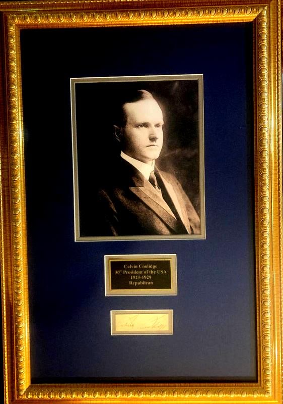 Coolidge, Calvin Signed Cut Card Professionally Framed (1 of 2)