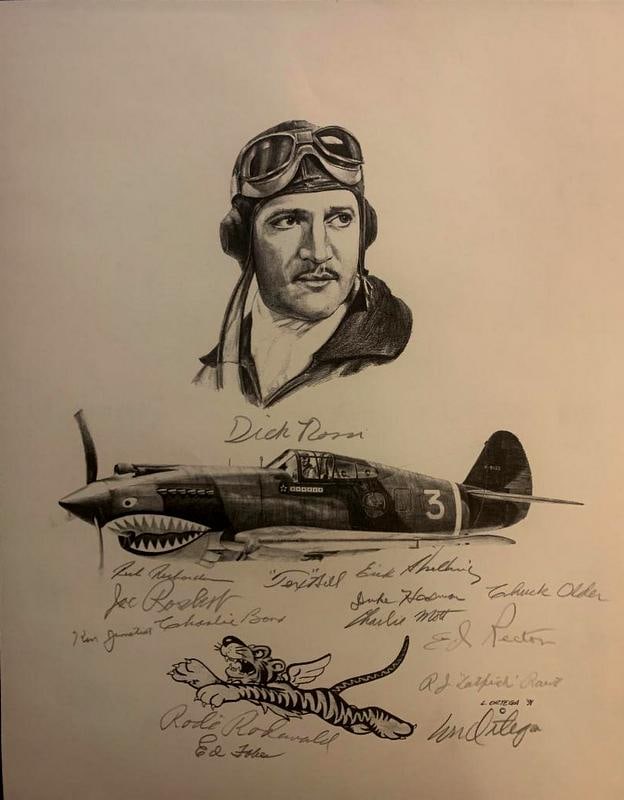 Aviation Art Dick Rossi Signed Print (12) Other Flying Tigers Signed (1 of 1)