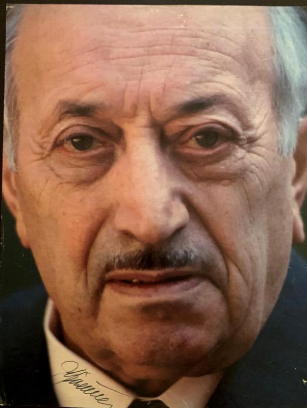 Nazi Hunter Simon Wiesenthal Signed Magazine Photo: Simon Wiesenthal (1908-2005) Jewish Austrian Holocast survivor. During WW II, Wiesenthal was a prisoner in five Nazi camps and after the war he dedicated his life to the search for and legal prosecuti