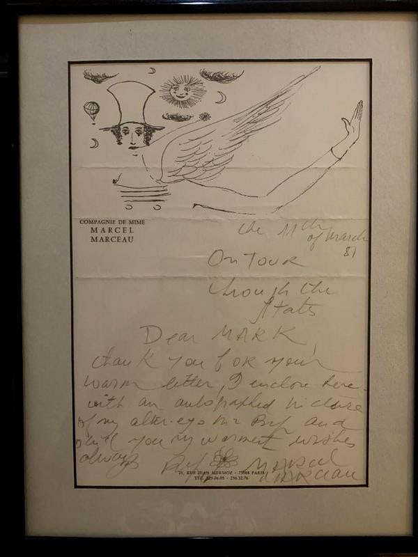 Marceau, Marcel Signed Hand Written Note (1 of 3)