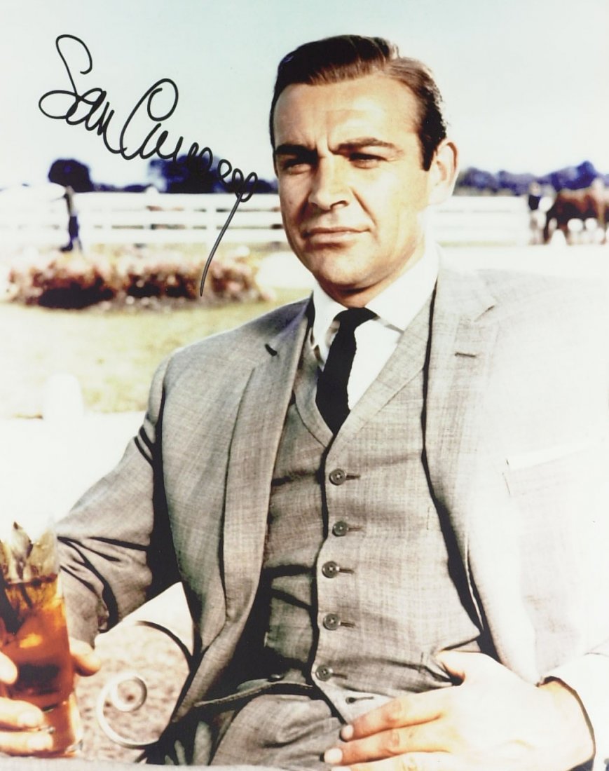 Original James Bond SEAN CONNERY - Photo Signed: James Bond: Sean Connery (1930- ) British actor. Connery s best known for portraying the character James Bond in cinema, starring in seven Bond films between 1962 and 1983. 8” x 10” color photogra