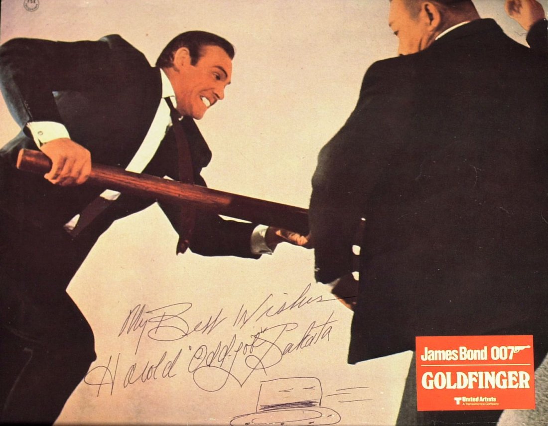 James Bond: HAROLD "ODD-JOB" SAKATA - Photo: James Bond: Harold Sakata (1920-1982) Japanese American weightlifter, professional wrestler, actor. Sakata was most famous for his role as the villain "Oddjob" in the 1964 James Bond film Goldfinger. 