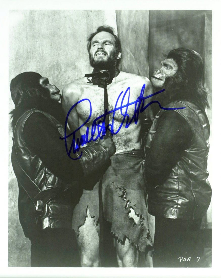 Actor CHARLTON HESTON - Planet of the Apes Photo: Charlton Heston (1923-2008) Actor. Heston's rugged appearances in epics like The Ten Commandments and Ben-Hur made him one of the biggest movie stars of the 1950s. The biblical story The Ten Commandme