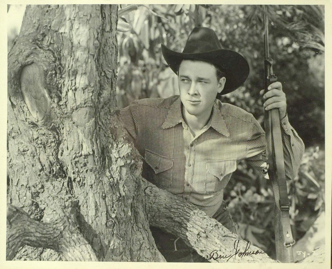 Sam the Lion Actor BEN JOHNSON - Photo Signed: Ben Johnson (1918-1986) Actor. Johnson was mainly cast in Westerns. He was also a rodeo cowboy, stuntman, and rancher. He won an Academy Award in 1971 for his performance as “Sam The Lion” in The