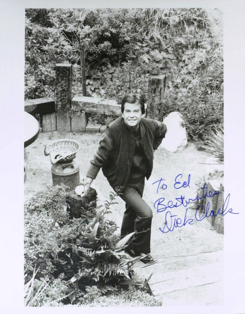 American Bandstand DICK CLARK - Photo Signed: Dick Clark (1929-2011) Radio, television personality. Clark was best known for hosting American television's longest-running variety show, American Bandstand, from 1957 to 1987. He also hosted the gam