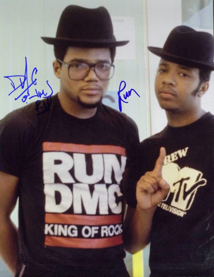 Hip-Hop Group RUN-DMC - Large Photo Signed: Run–D.M.C. Run–D.M.C. was a hip hop group from Queens, New York, founded in 1981 by Joseph “Run” Simmons (1964- ), Darryl “D.M.C.” McDaniels (1964- ), and Jason “Jam-Master Jay” Mizell