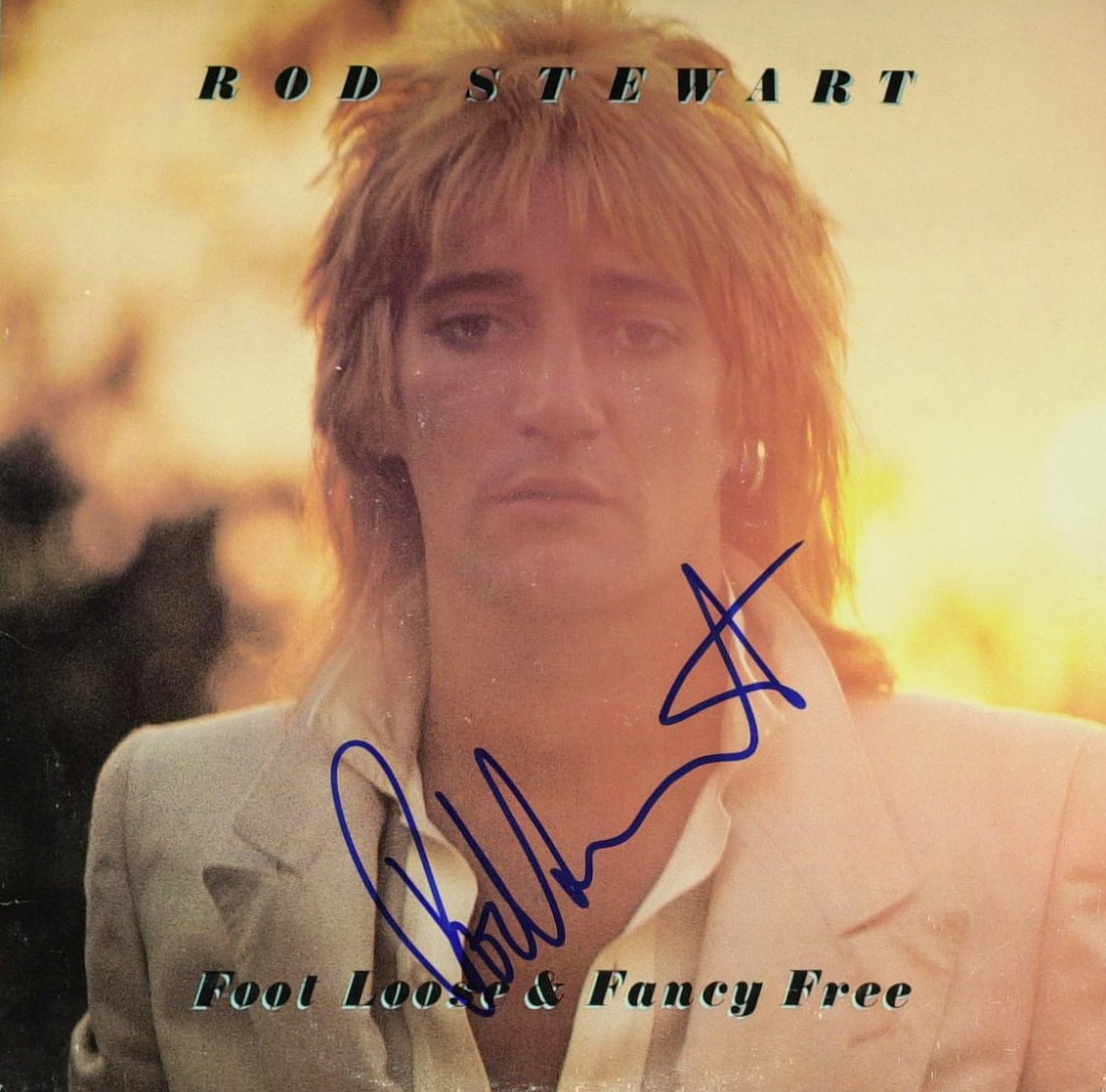 British Singer ROD STEWART - His Album Signed: Rod Stewart (1945- ) British singer, song-writer. Stewart came to prominence in the late 1960s and early 1970s with The Jeff Beck Group and then Faces. He launched his solo career in 1969 with his deb