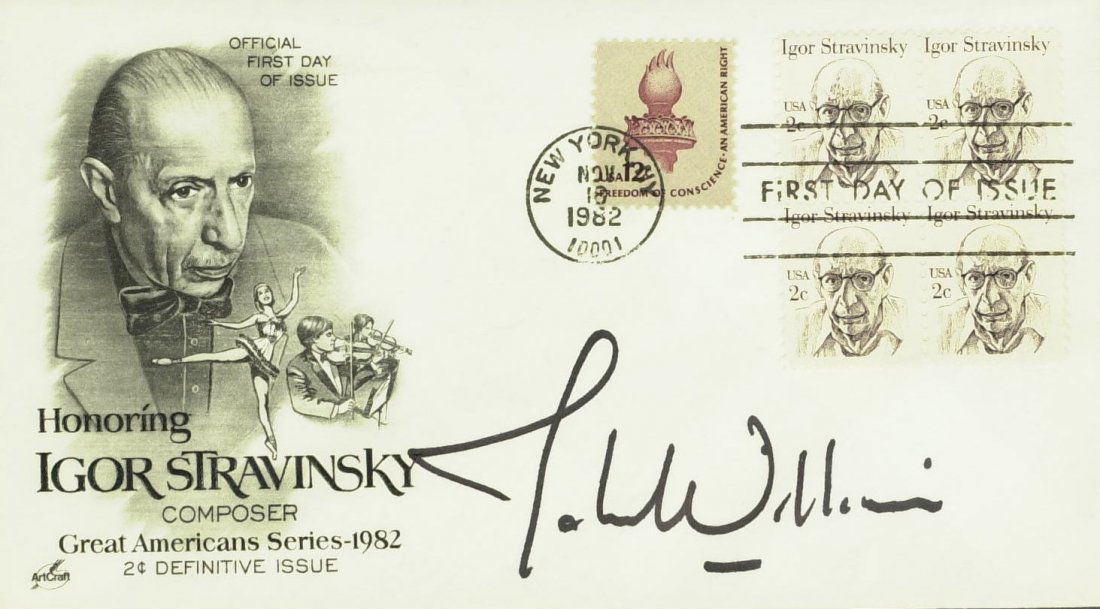 Movie Composer JOHN WILLIAMS - Postal Cvr Signed: John Williams (1932- ) Composer, conductor. Williams has composed some of the most recognizable film scores in the history of motion pictures, including the Star Wars saga, Jaws, Superman, the Indiana