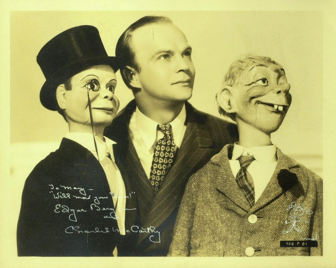 Ventriloquist EDGAR BERGEN - Photo Signed: Edgar Bergen (1903-1978) Ventriloquist. Bergen is best remembered for his creation of the puppet characters Charlie McCarthy and Mortimer Snerd. His early movie roles were so popular that in 1937, he