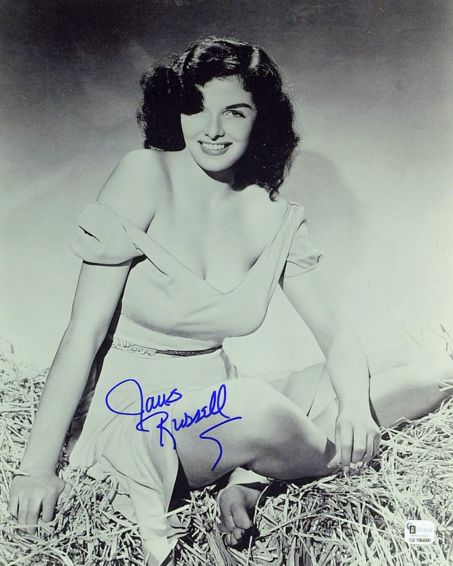 The Two and Only JANE RUSSELL - Large Photo Signed: Jane Russell (1921-2011) Actress. Russell made her motion picture debut in The Outlaw 1n 1941, a story about Billy the Kid that went to great lengths to showcase her voluptuous figure. The release of 