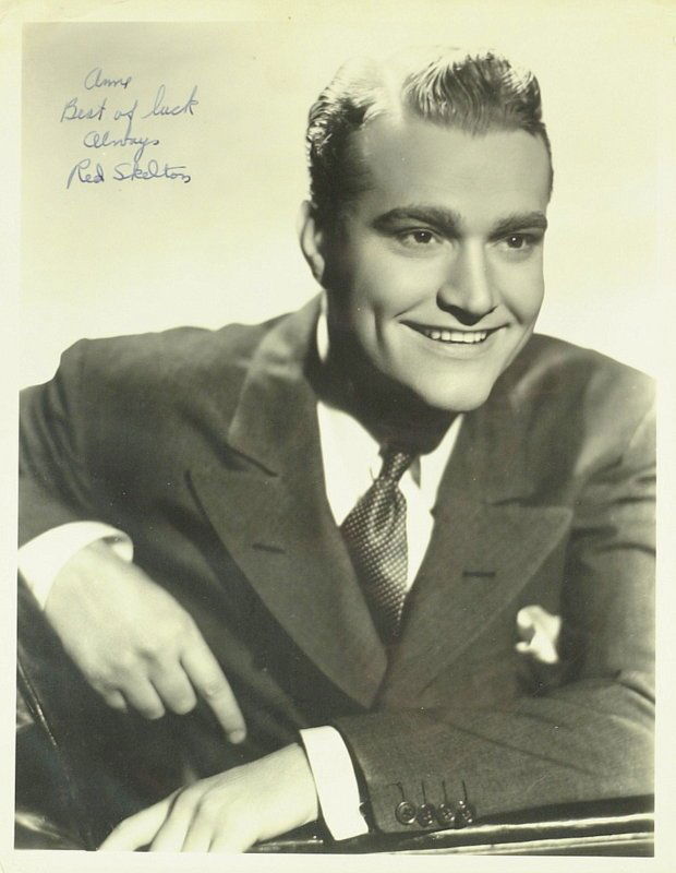 TV Comic RED SKELTON - Photo Signed: Red Skelton (1913-1997) Comedian. Skelton starred in the popular The Red Skelton Show on radio and television from 1951 until1971. He was noted for his broad humor and warm personality, Skelton develo