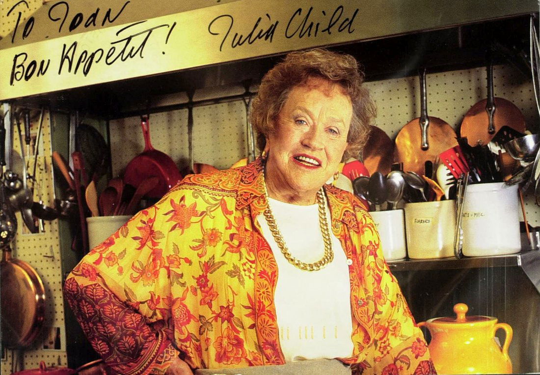 French Chef JULIA CHILD - Photo Signed & ANS: Julia Child (1912-2004) Chef, author, television personality. Child is recognized for bringing French cuisine to the American public with her debut cookbook, Mastering the Art of French Cooking, and h