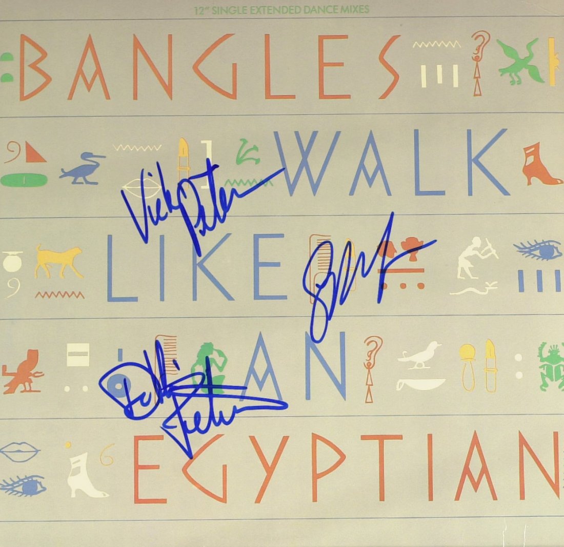 Girl Band THE BANGLES - Their Album Signed: Bangles. The Bangles are an all-female band that originated in the 1980s, scoring several hit singles during the decade. Susanna Hoffs joined sisters Vicki and Debbi Peterson to form a band in Los Ang