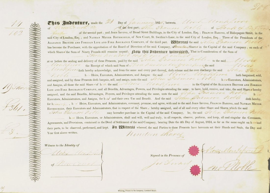 Jewish Financier MOSES MONTEFIORE - Doc Signed: Judica: Moses Montefiore (1784-1885) British financier. Montefiore’s early activities on behalf of the Jews in Eretz Yisrael included a plan to acquire land to help Jews become self-sufficient, as w