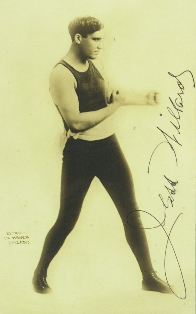 Heavywgt Champ JESS WILLARD - Photo Signed: Jess Willard (1881-1968) Heavyweight Boxing Champion. Willard won the heavyweight title from Jack Johnson in April 1915 which earned him the nickname “The Great White Hope”. He held the championsh