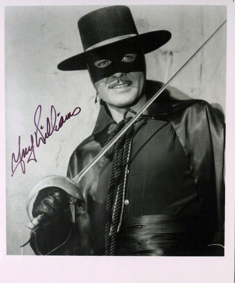 Zorro, Lost in Space Actor GUY WILLIAMS - Photo Signed: 811A. Guy Williams (1924-1989) Actor. Williams played swashbuckling action heroes in the 1950s and 1960s. Among his most prominent achievements were two memorable television series: Zorro, in the titl