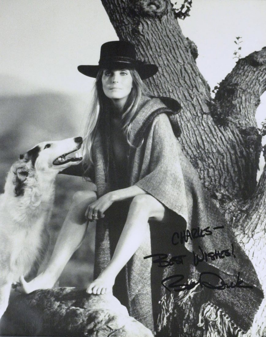"10" Actress BO DEREK - Photo Signed: Bo Derek (1956- ) Actress. Derek known for her role as Jenny Hanley in the 1979 comedy film 10. 8” x 10” black and white photograph signed, “Charles – Best Wishes! Bo Derek.”