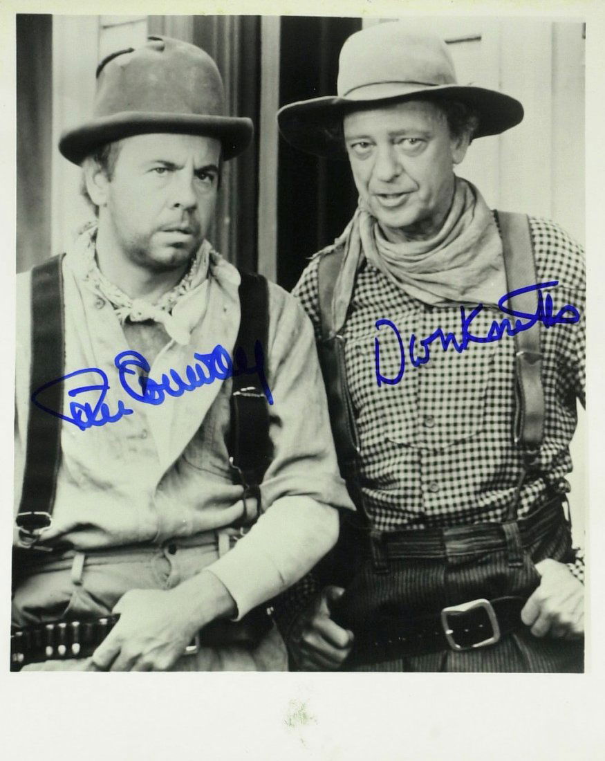 Comis DON KNOTTS & TIM CONWAY - Movie Photo Signed: Don Knotts (1924-2006) and Tim Conway (1933- ) Comedians. Knotts was best known for his portrayal of Barney Fife on the 1960s television sitcom The Andy Griffith Show, a role which earned him five Emm