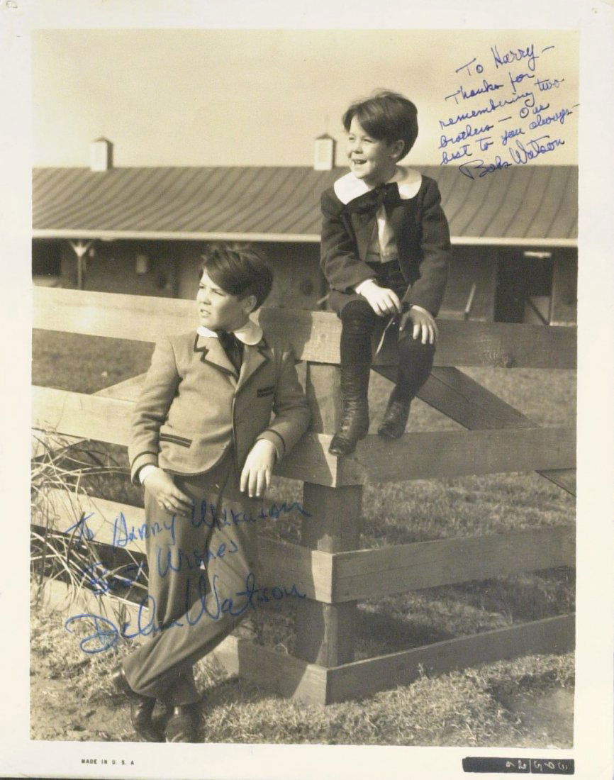 Child Actors DELMAR & BOBS WATSON - Photo Signed: Delmar Watson (1926-2008) and Bobs Watson (1930-1999) Child actors. Delmar and Bobs were member of the Watson Family, famous in the early days of Hollywood as being a houseful of child actors. Delmar