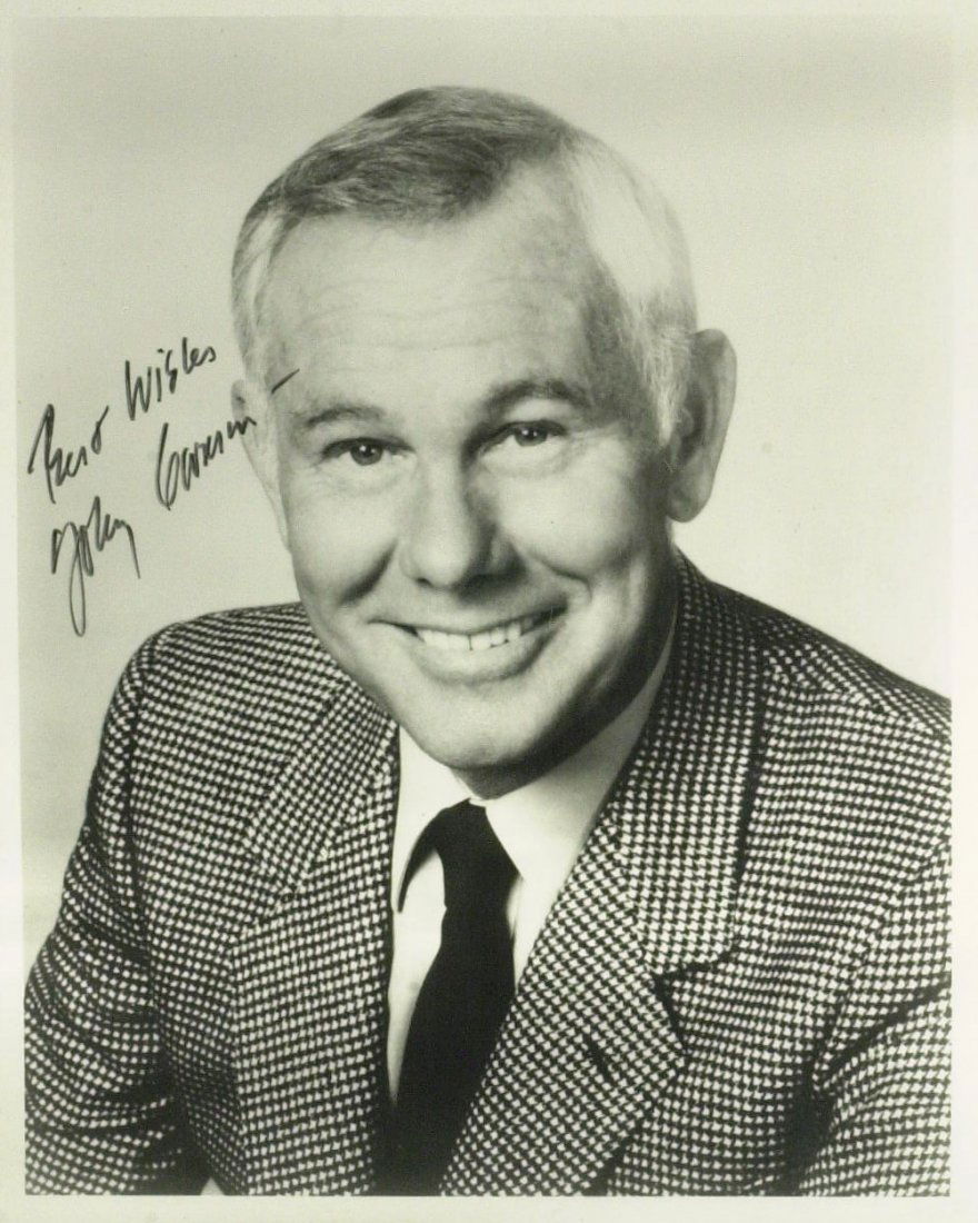 Tonight Show's JOHNNY CARSON - Photo Signed: Johnny Carson (1925-2005) Television host, comedian. Carson is best known for thirty years as host of The Tonight Show Starring Johnny Carson (1962–1992). Carson received six Emmy Awards, the Govern