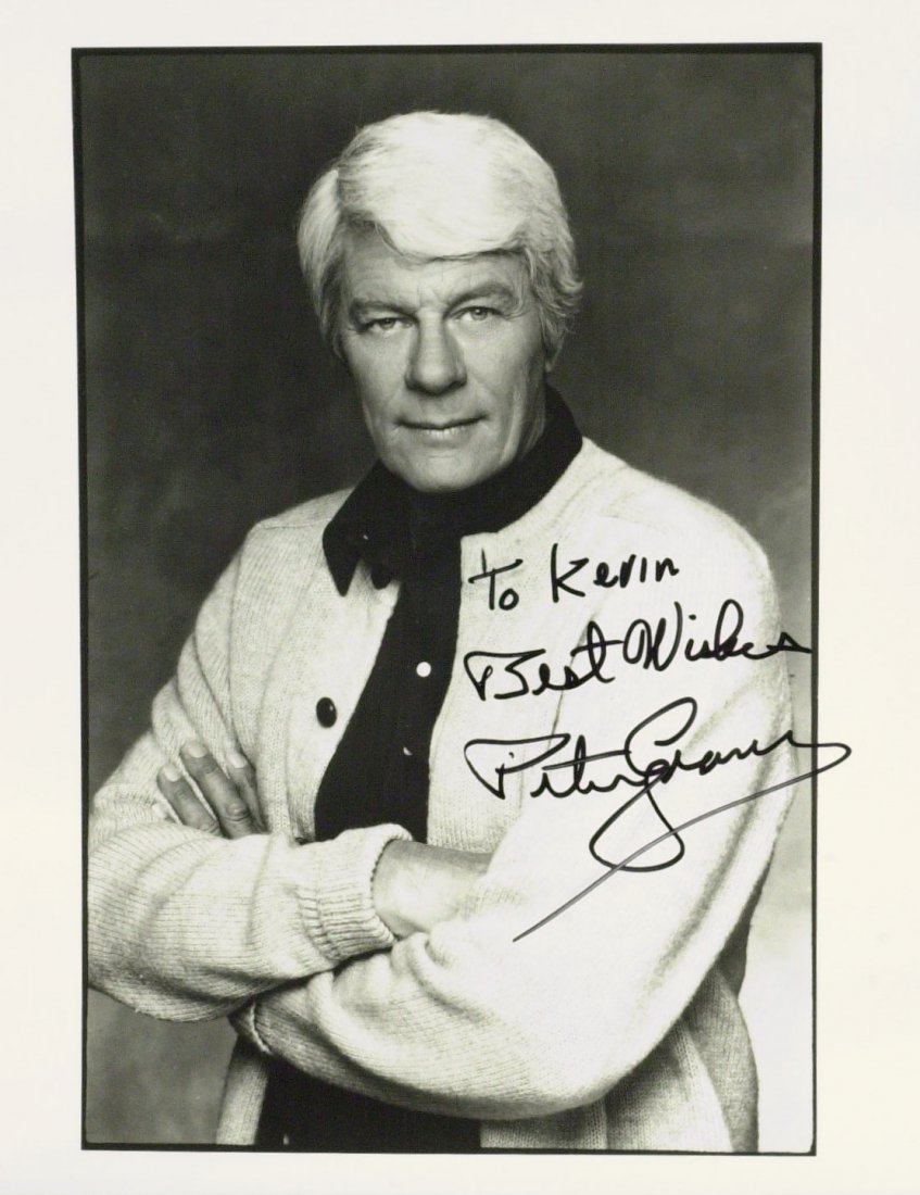 Mission Impossible PETER GRAVES - Photo Signed: Peter Graves (1926-2010 Actor. Graves was best known for his starring role in the television series Mission: Impossible from 1967 until 1973. 8” x 10” black and white photograph signed, “To Kevi