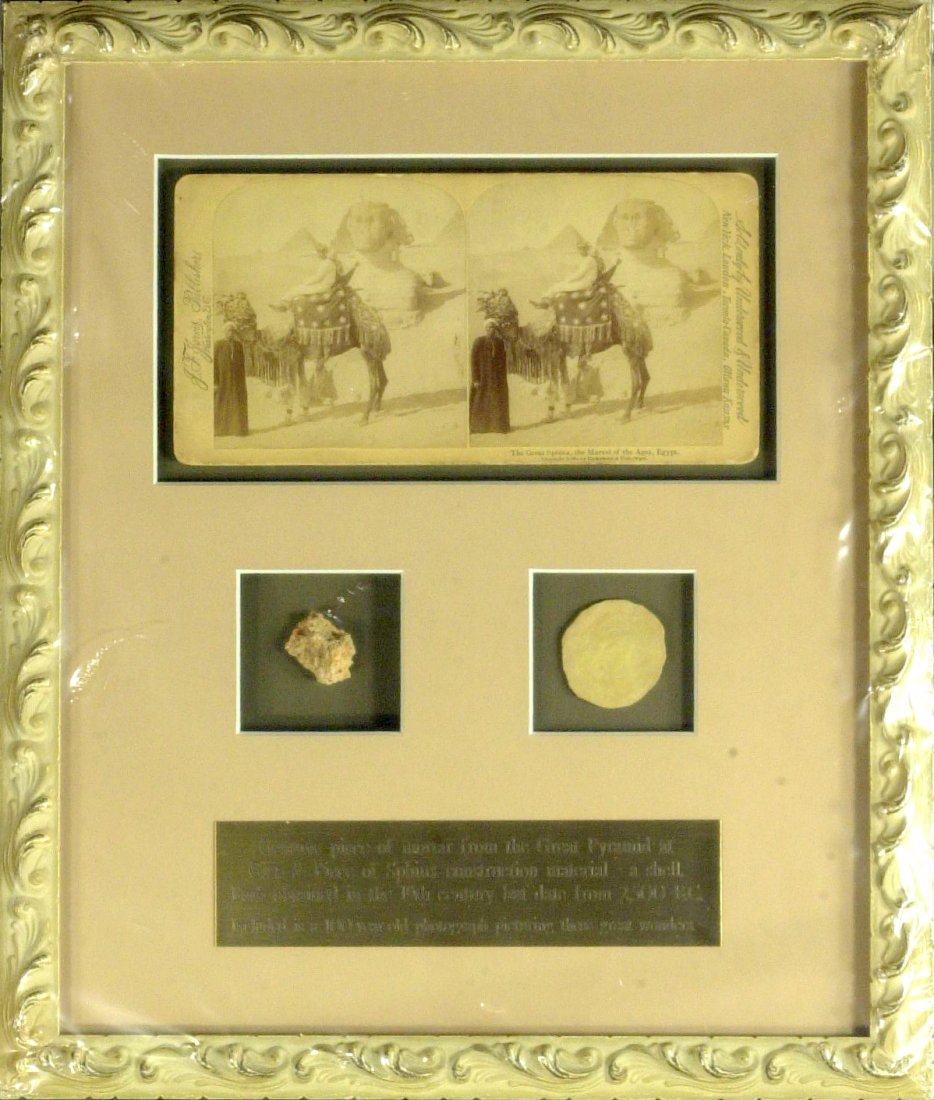 EGYPIAN RELICS: Great Pyramid & Sphnix - Framed: Egyptian Relics: The Great Pyramid and The Great Sphinx. The Great Pyramid is the oldest and largest of the three pyramids in the Giza, Egypt. It is the oldest of the Seven Wonders of the Ancient Worl