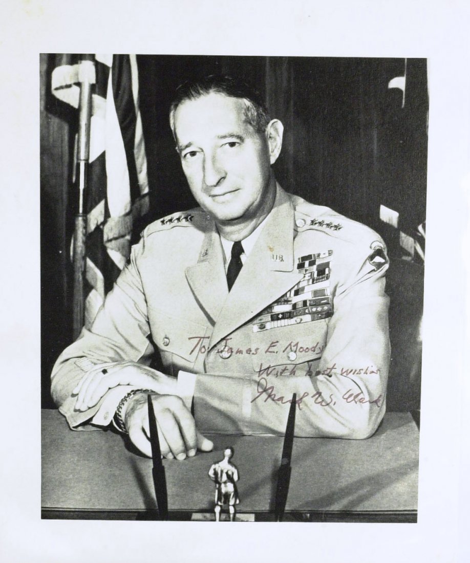 General MARK CLARK - Photograph Signed: Mark Clark (1896-1984) General. Clark served during World War II and the Korean War and was the youngest lieutenant general in the United States Army. He had a distinguished career in World War II; hi