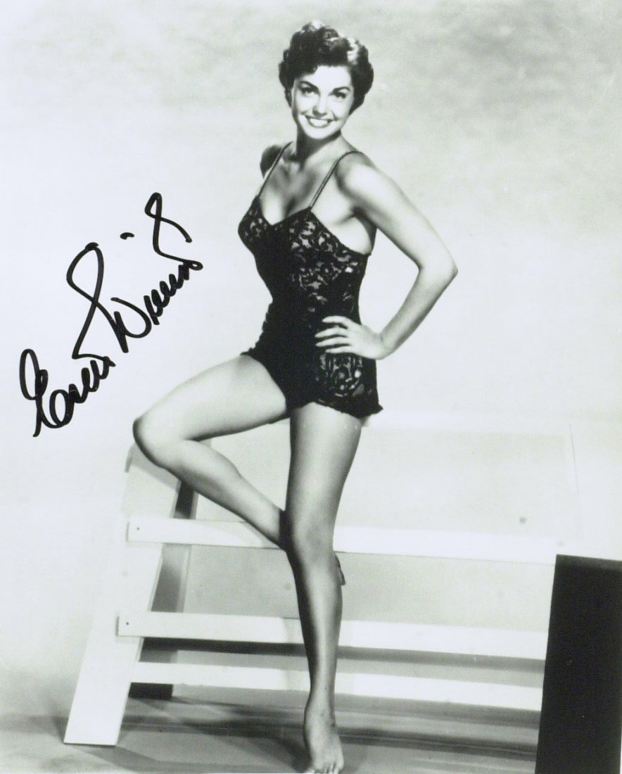 Actress, Swimmer ESTHER WILLIAMS - Photo Signed: Esther Williams (1921-2013) Actress. Williams was a teenage swimming champion who became an enormous Hollywood star in a decade of watery MGM extravaganzas. 8â€ x 10â€ black and white photograph
