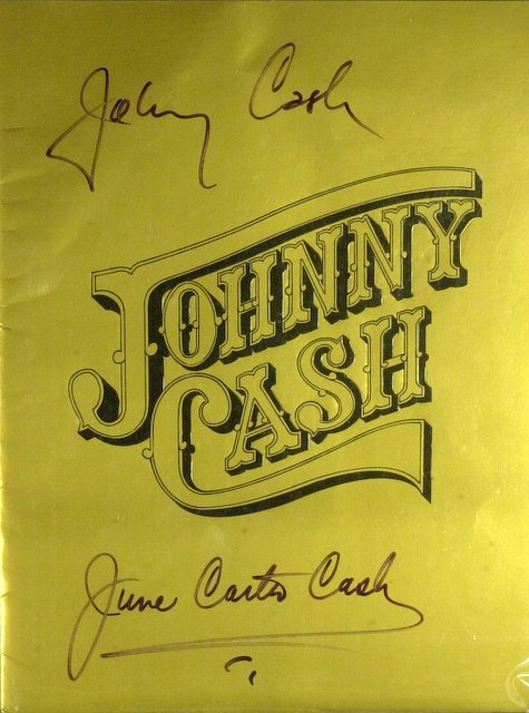 JOHNNY and JUNE CARTER CASH - Program Signed: Johnny Cash (1932-2003) and June Carter Cash (1929-2003) Country singers. â€œThe Man in Blackâ€ as Cash has long been known had been one of the most influential figures in country music since t