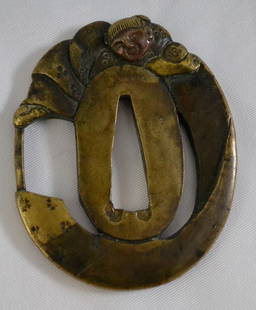 Tsuba: Sentoku tsuba from late Edo Dimensions:5,4 cm X 4,4 cm