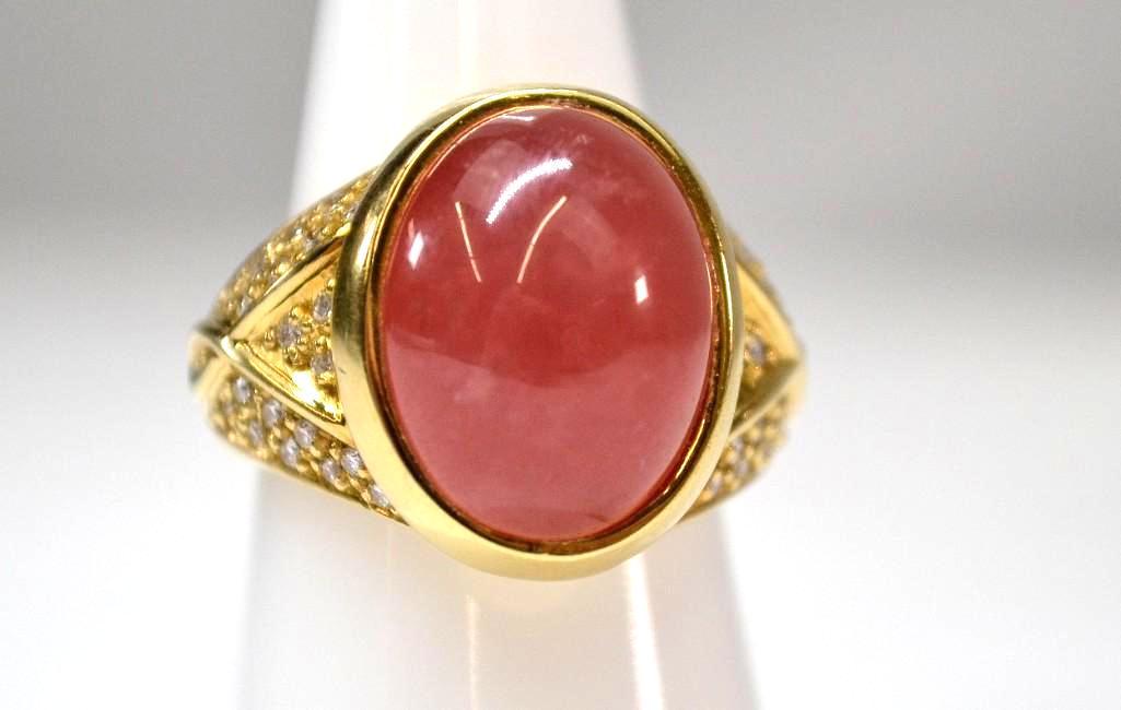 18K  Rhodochrosite (13.45 ct) and diamond ring (Inca (1 of 7)