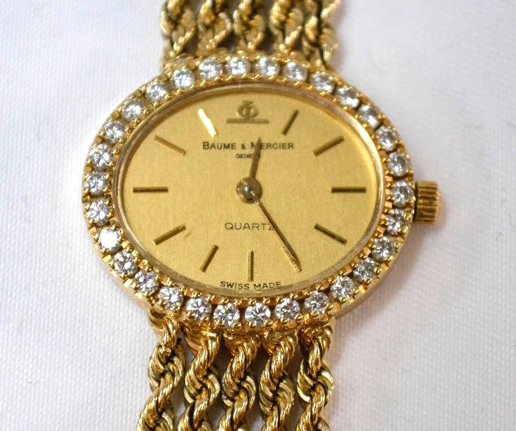 14K  quartz Baume Mercier diamond watch with rope band (1 of 9)
