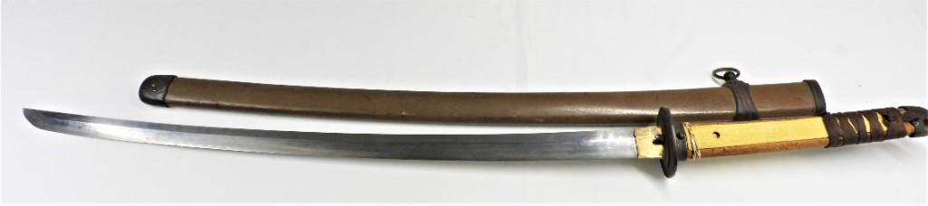 WW II Japanese Samurai Sword Katana shin gunto: Type 3 shin-gunto with Showato blade signed Masayuki and dated Showa 20 (January, 1945) Dimensions: 66 cm / 26 inch
